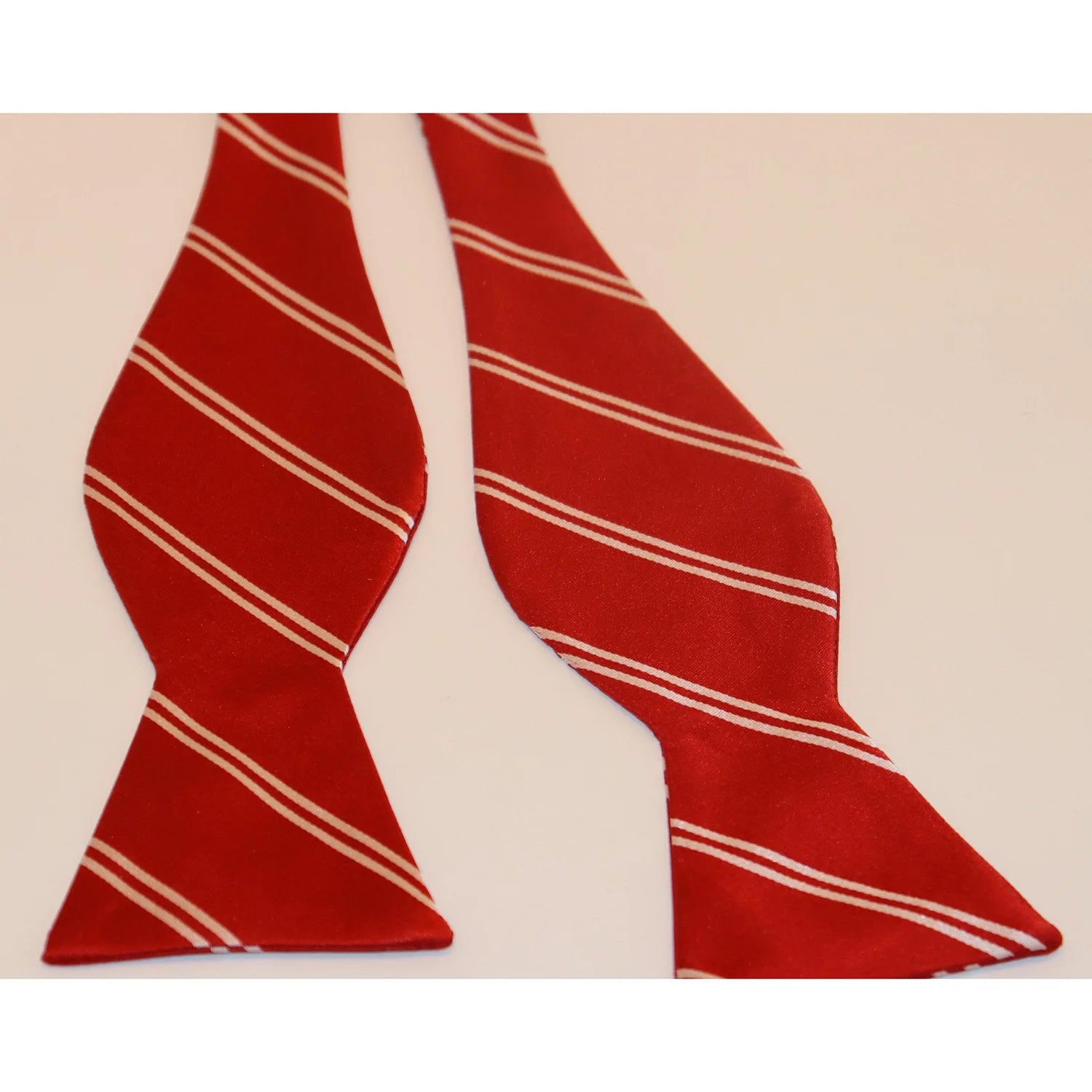 The Shirt Shop Bow Tie - Red with Twin Stripes Vintage Men's 1970S Disco