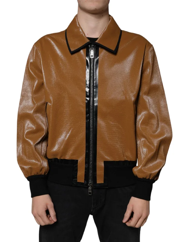 Dolce & Gabbana  Leather Full Zip Men Bomber Men's Jacket