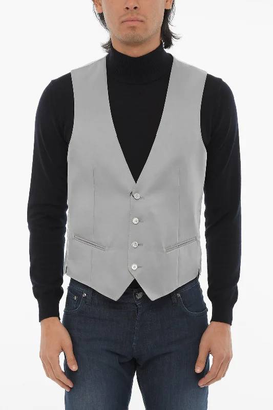 Corneliani Cc Collection Wool Blend Cerim.reset Waistcoat With Jetted P