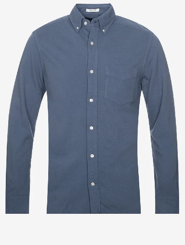 Regular Sunfaded Jersey Pique Shirt Dusty Blue Sea Masculine Men's Thick
