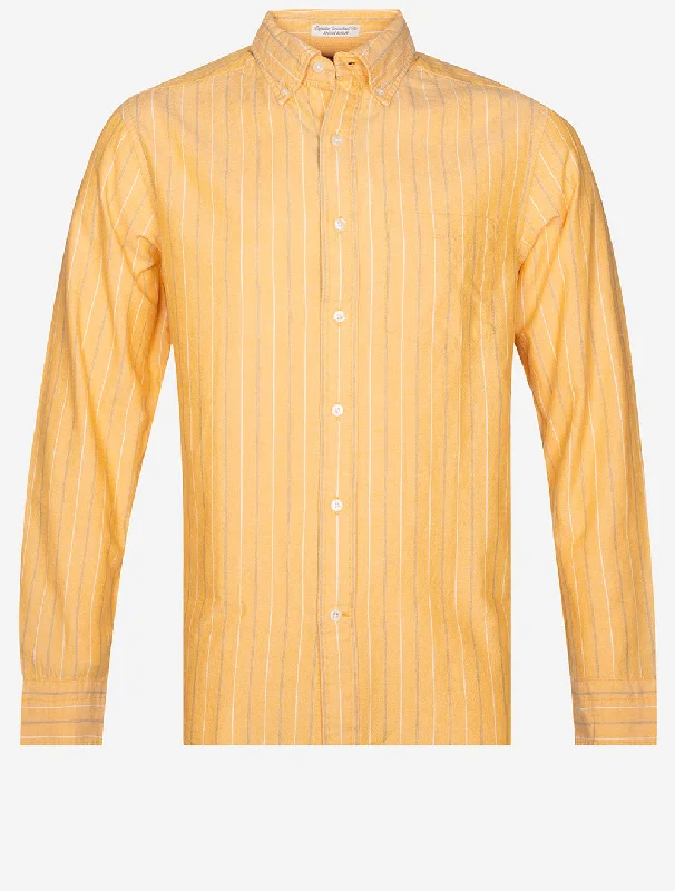 Regular Archive Oxford Stripe Shirt Medal Yellow Traditional Men's Wool