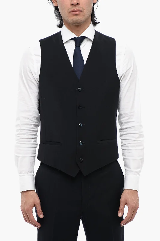 Corneliani Cc Collection Virgin Wool Waistcoat With Martingale