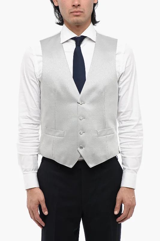 Corneliani Cc Collection Wool Blend Waistcoat With Back Adjuster