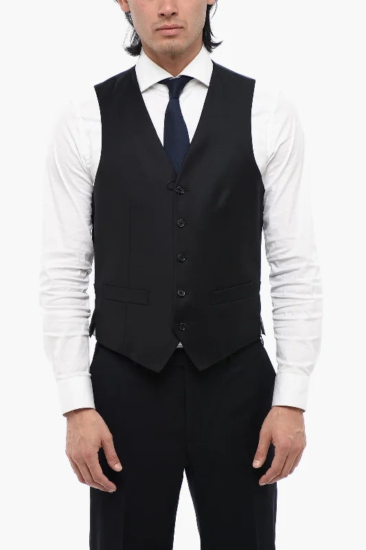 Corneliani Cc Collection Virgin Wool Waistcoat With Martingale