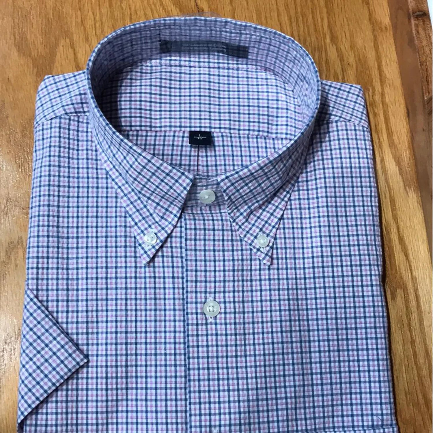 WF Short Sleeve Button Down - Purple/Blue Athletic Men's High