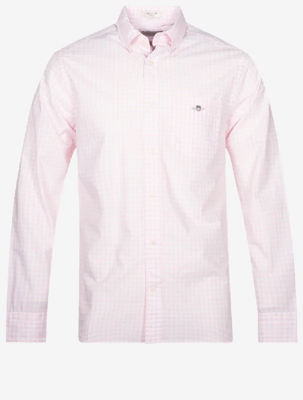 Regular Fit Poplin Gingham Shirt Light Pink Laid