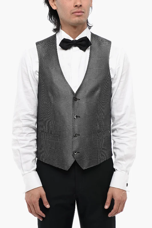 Corneliani Embroidered Silk Academy Cerimo Waistcoat With 4-Buttons