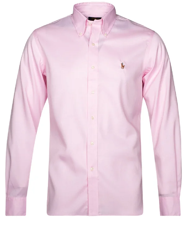 Long Sleeve Dress Shirt-Pink White Gym