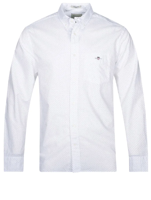 Regular Fit Micro Dot Poplin Shirt White Athletic Men's High