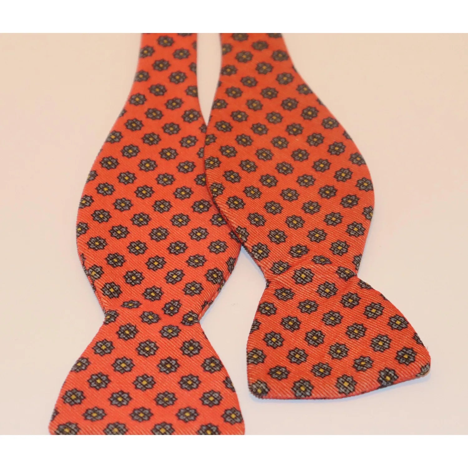 R. Hanauer Bow Tie - Orange with Tan Flowers Refined Men's Classic 