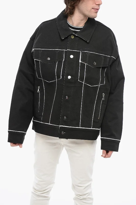 Balmain Coated Denim Jacket With Contrasting Hems