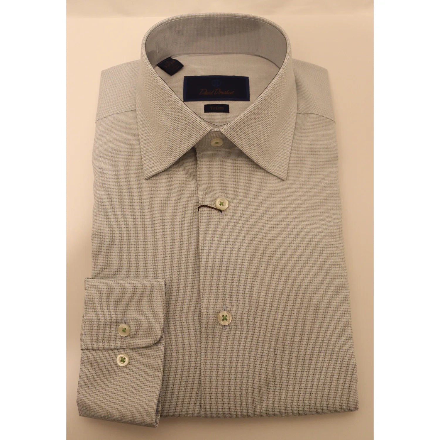David Donahue Dress Shirt - Green Basketweave (Trim Fit) Organic