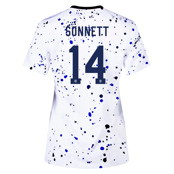 Nike Womens United States Emily Sonnett 4 Star Home Jersey 23/24 w/ 2019 World Cup Champion Patch (White/Loyal Blue)