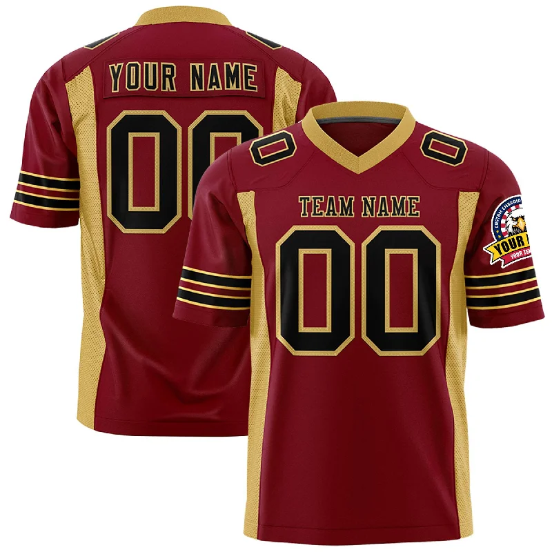 Custom Crimson Old Gold Personalized Insert Color Design Authentic Football Jersey