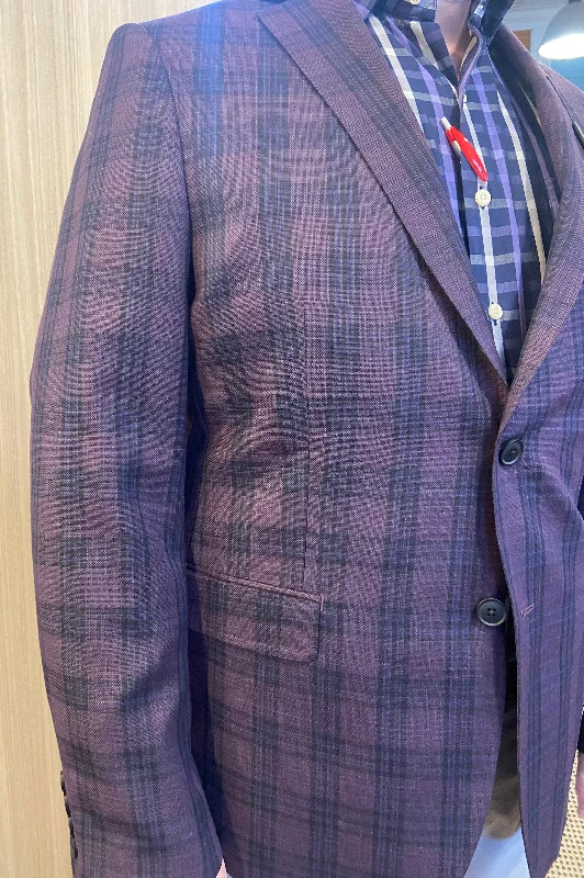 Calvin Klein Plum/Blue Sport Coat (Slim Fit) Laid