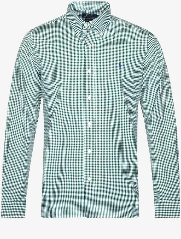 Poplin Gingham Buttondown Shirt Green Dynamic Men's Moto