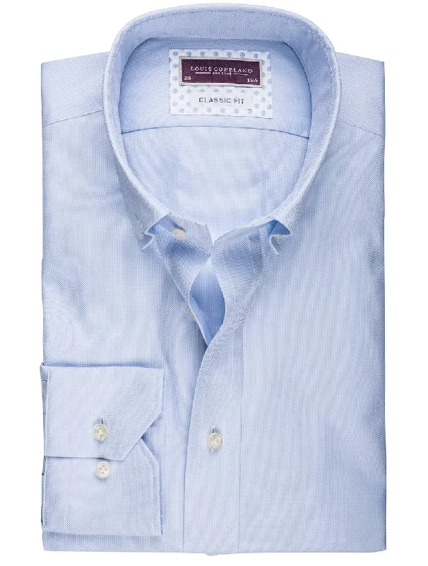Blue Weave Pattern Classic Fit Shirt Blue/tailo Unique Men's Upcycled