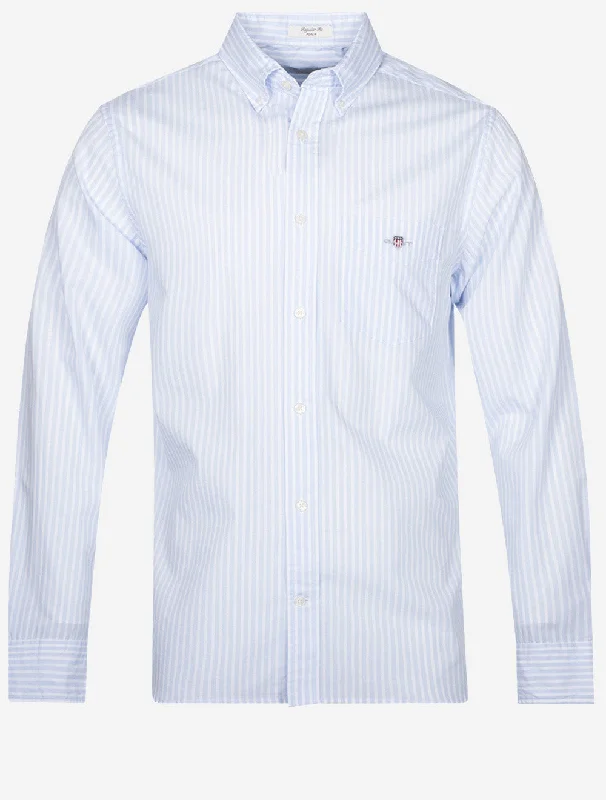 Regular Fit Poplin Stripe Shirt Light Blue Sophisticated Men's French