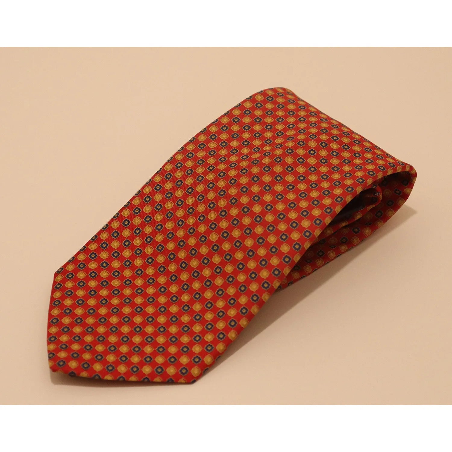 Dion Tie - Red with Navy/Gold Medallions Youthful Men's Anime