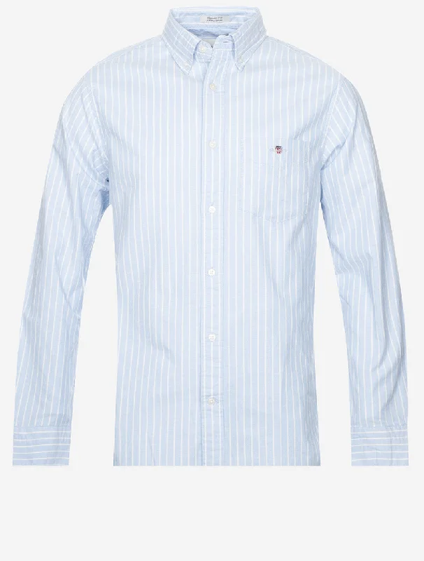 Regular Oxford Stretch Stripe Shirt Light Blue Artistic Men's Avant