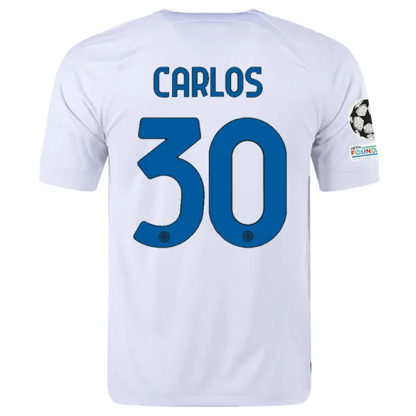 Nike Inter Milan Carlos Away Jersey w/ Champions League + Copa Italia Patches 23/24 (White/Lyon Blue)