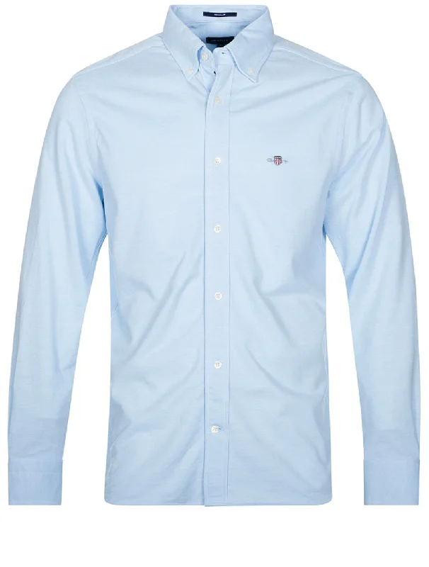 Regular Fit Jersey Pique Shirt Capri Blue Trendy Men's Oversized