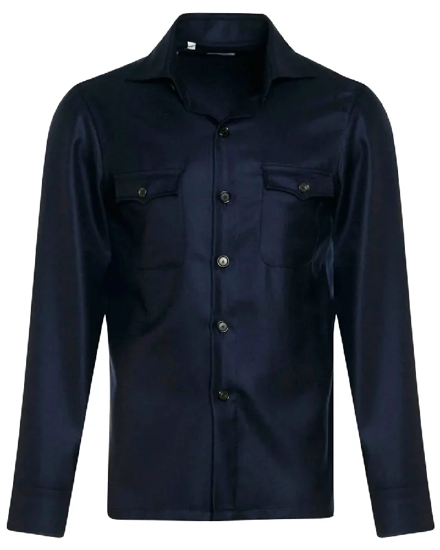 Navy Cashmere Overshirt Dapper Men's Bow