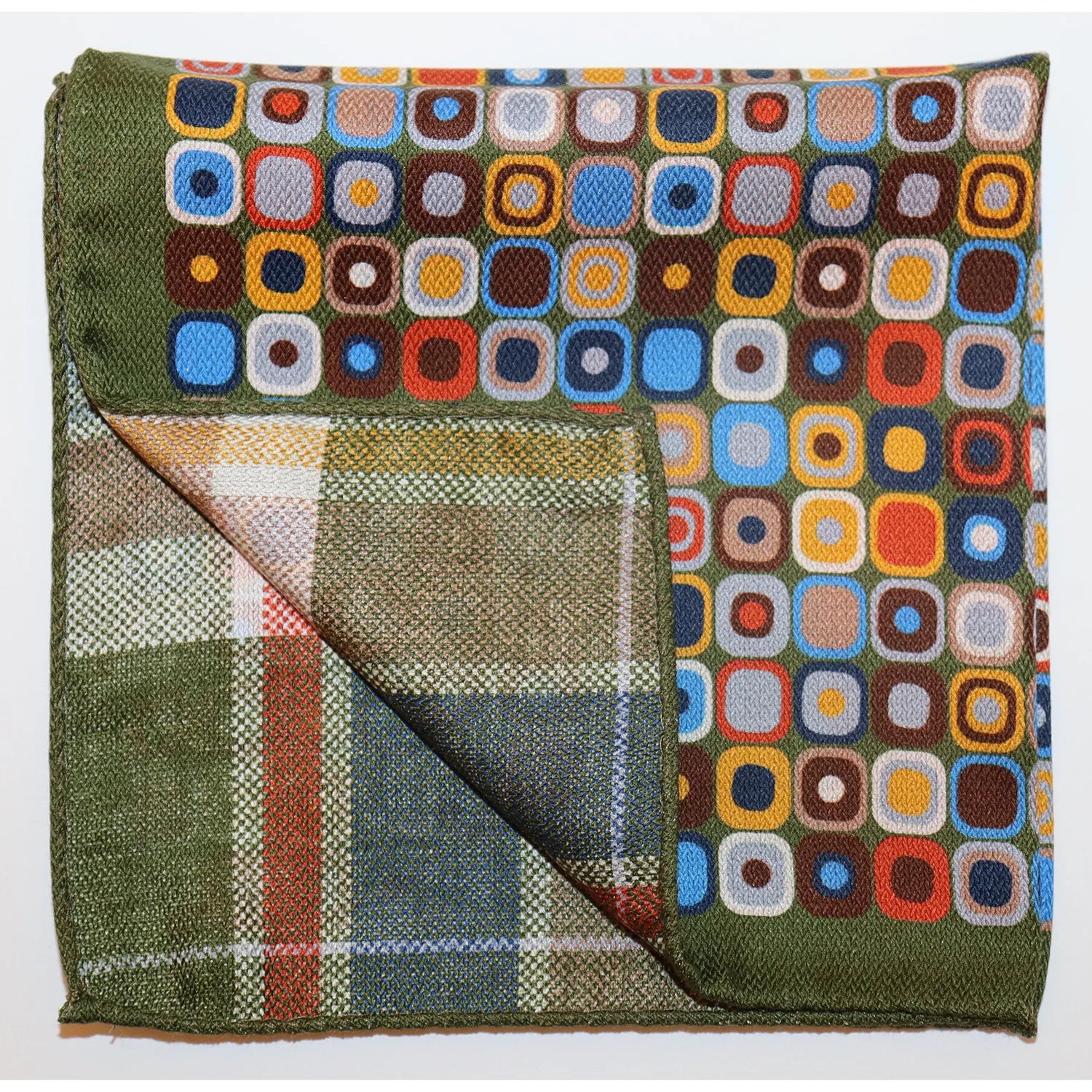 R. Hanauer Pocket Square - Geo Print/Plaid (2 Colors) Unique Men's Patch