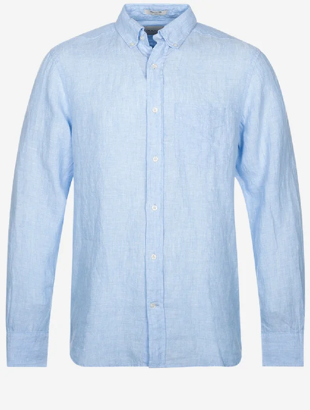Regular Linen Shirt Capri Blue Vintage Men's 1970S Disco