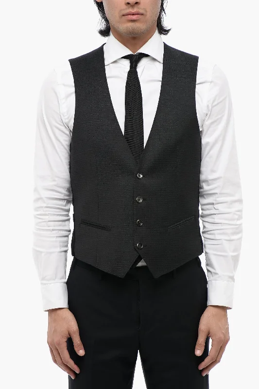 Corneliani Cc Collection Virgin Wool Blend Waistcoat With Martingale