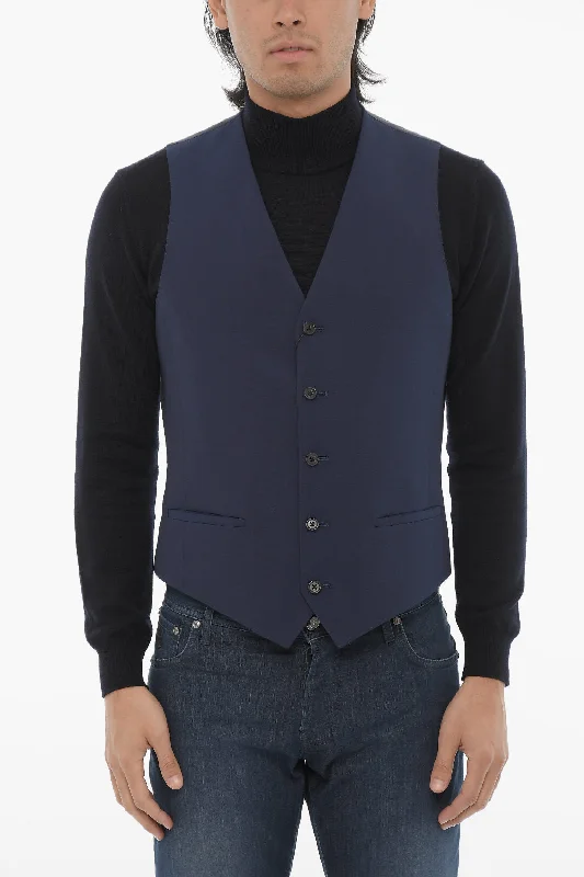 Corneliani Cc Collection Virgin Wool Reset Waistcoat With Jetted Pocket