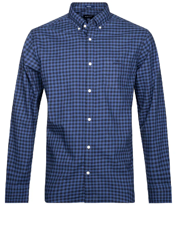 Winter Twill Buffalo Check Regular Broadcloth Vintage Blue Refined Men's Velvet