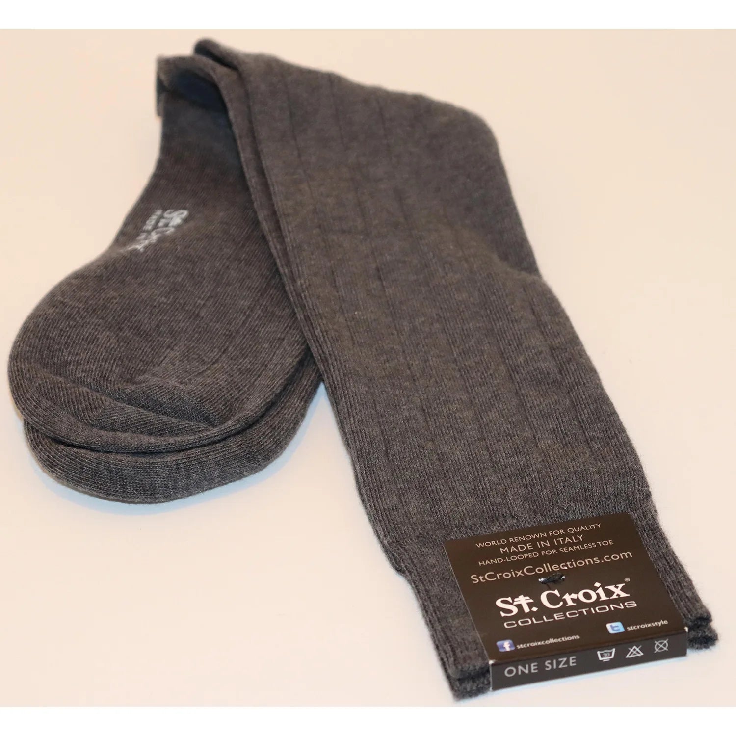St. Croix Socks (Charcoal Marl Classic Cotton Rib) Refined Men's European