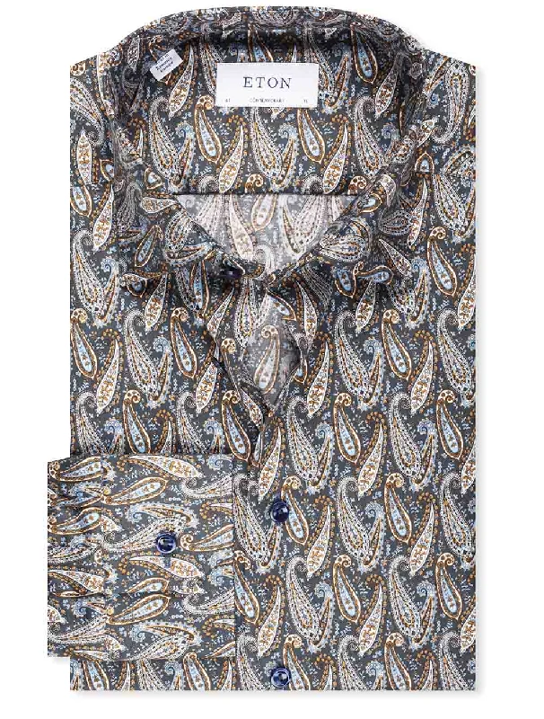 Contemporary Paisley Shirt Navy Adventure