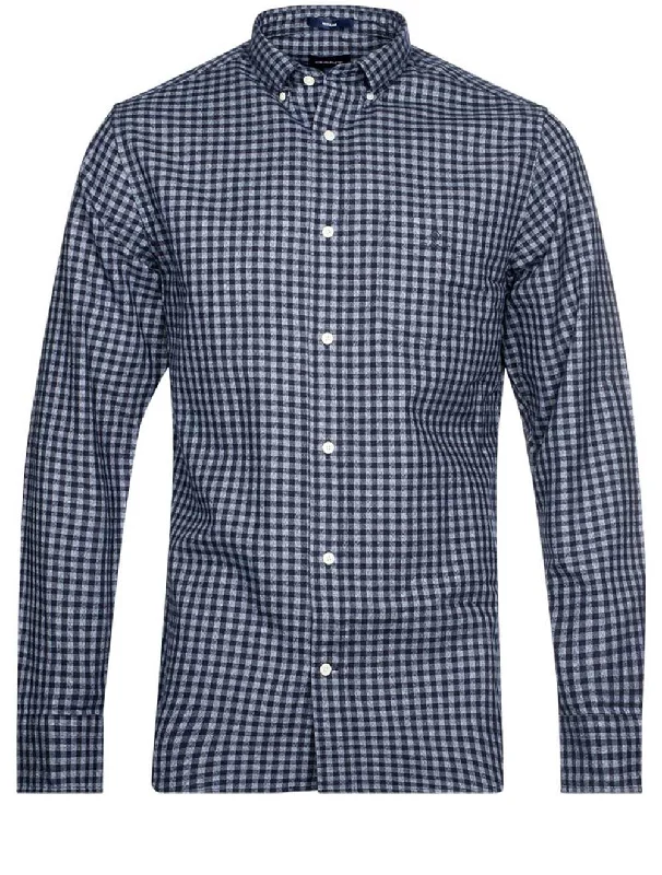 Regular Fit Jaspe Gingham Shirt Evening Blue Laid