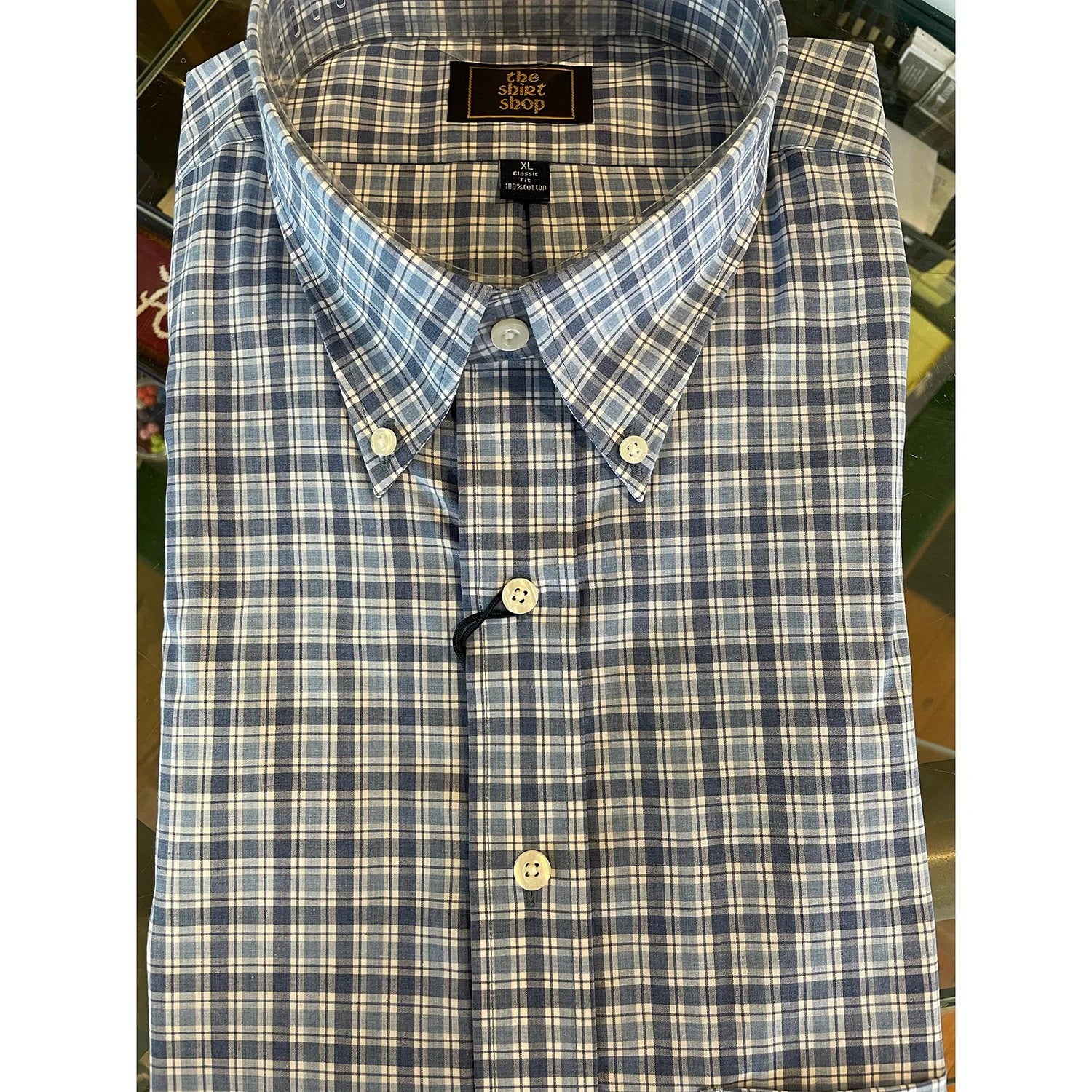 Shirt Shop Button Down - Marco Blue and White Button Down Elegant Men's Cashmere