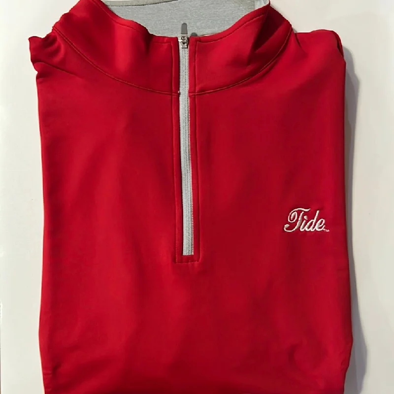 Peter Millar Crimson Solid Perth Quarter Zip (Tide Script) Tailored