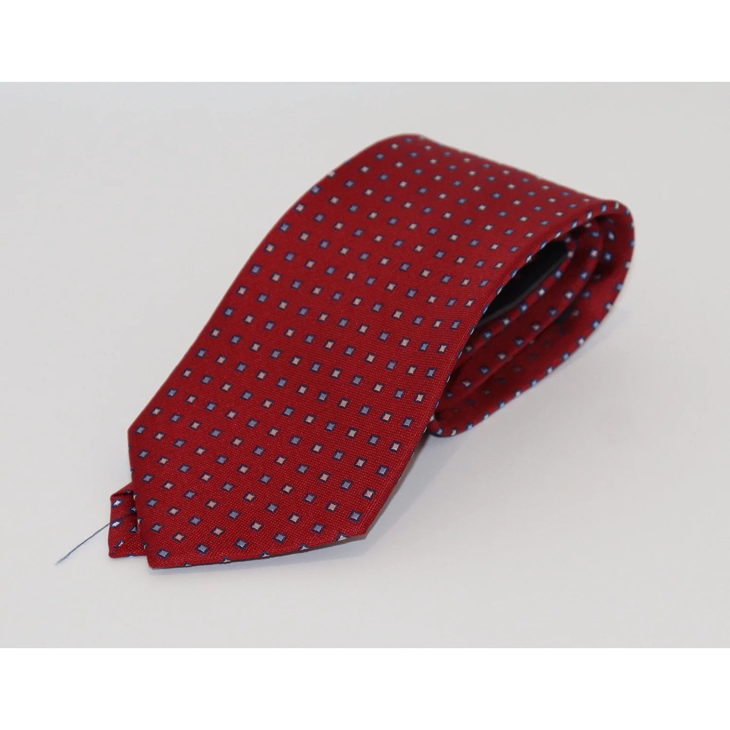 The Shirt Shop Tie - Red with White/Blue Squares Trendy Men's Scandinavian