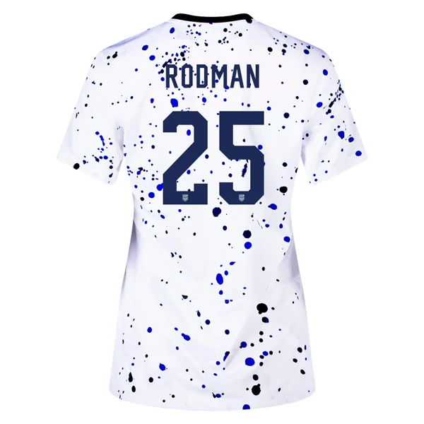 Nike Womens United States Trinity Rodman 4 Star Home Jersey 23/24 w/ 2019 World Cup Champion Patch (White/Loyal Blue)