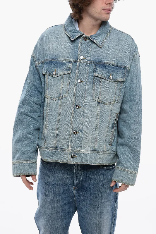 Balmain Denim Unstitched Jacket With Back Logo