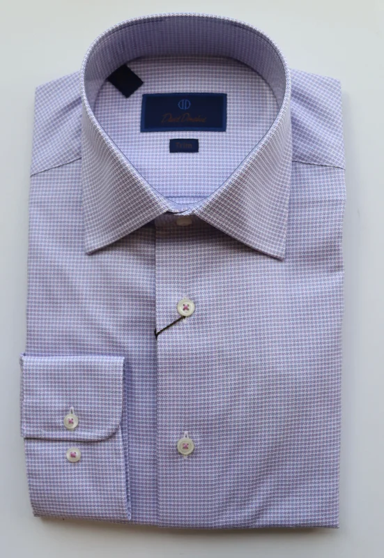 David Donahue Berry Dress Shirt (Trim Fit) Polished Men's Satin