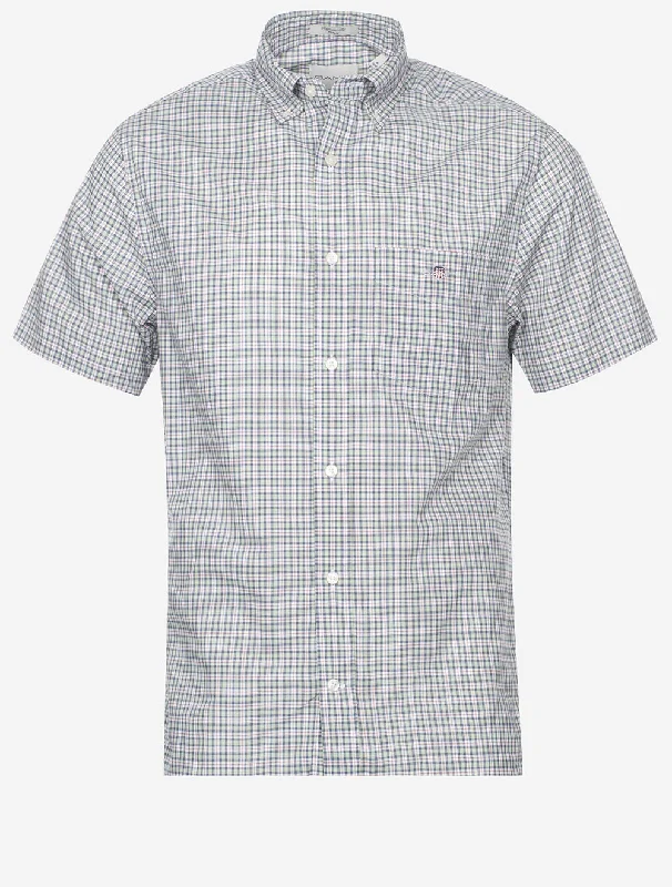 Regular Poplin Microcheck Short Sleeve Shirt Milky Matcha Business