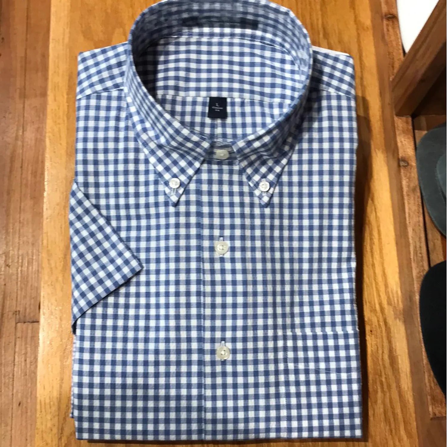 WF Short Sleeve Button Down - Blue/White Check Dapper Men's 1920S