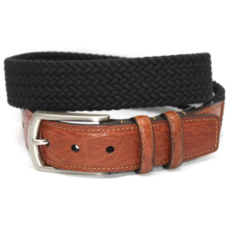 Torino Cotton Elastic Belt with Leather Tabs (5 Colors) Preppy Men's College