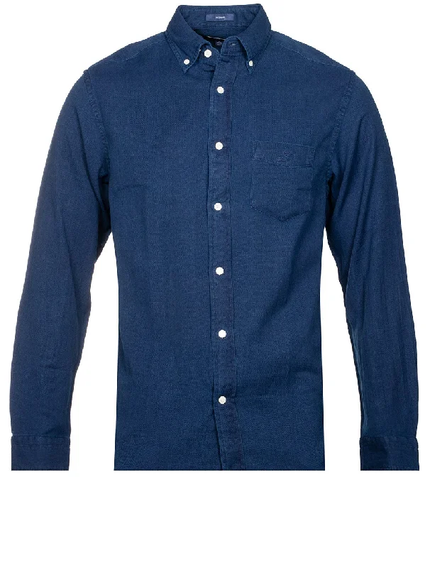 Regular Fit Textured Shirt Dark Indigo Modern Men's Geometric