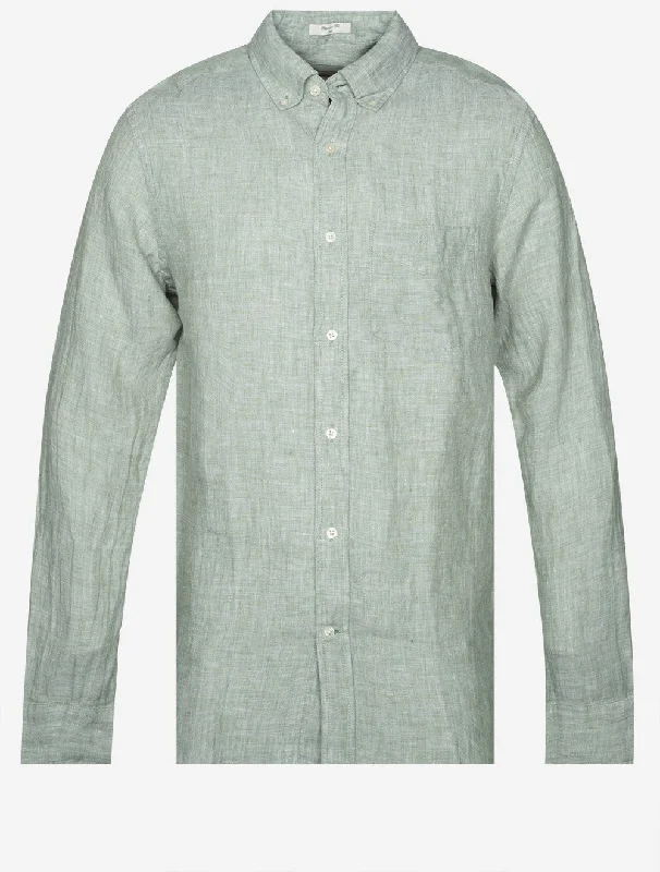 Regular Linen Shirt Kalamata Green Laid