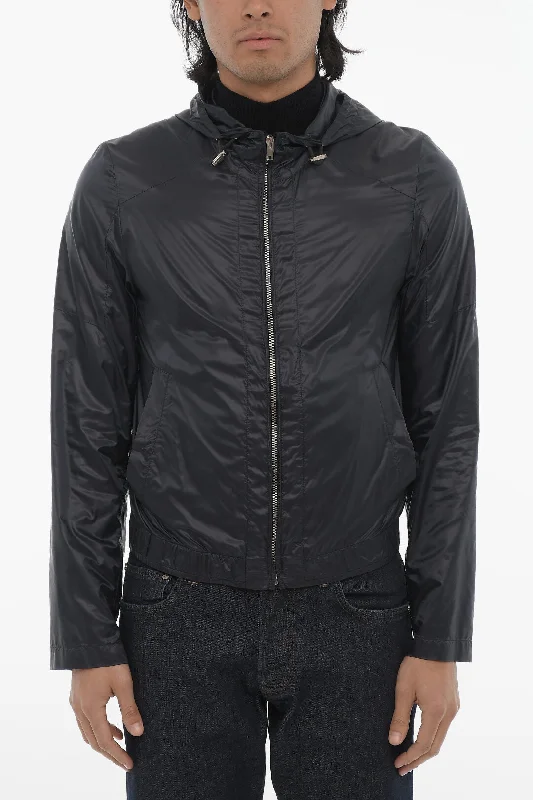 Corneliani Id Nylon Hooded Windbreaker With Front Zip