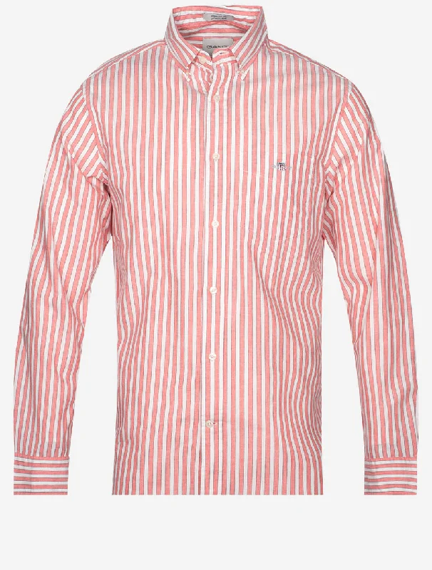 Regular Cotton Linen Stripe Shirt Sunset Pink Cclassic Men's Tweed
