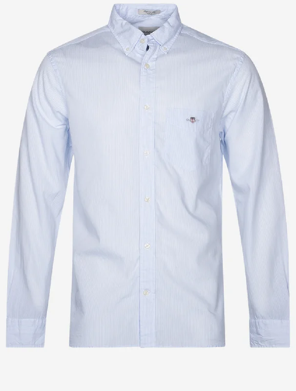 Regular Poplin Banker Shirt Light Blue Trendy Men's Scandinavian