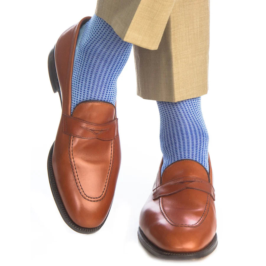 The Shirt Shop - Grenadine Micro Check Dress Socks (4 Colors) Unique Men's Upcycled